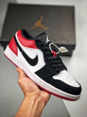 AJ Jordan 1 Low 'Black Toe' Black Red 553558-116