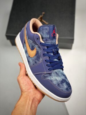 AJ Jordan 1 Low Denim Midnight Navy/University Red-White-Hemp