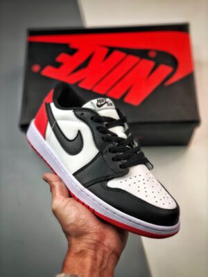 AJ Jordan 1 Low OG Black Toe White/Black-Varsity Red CZ0790-106
