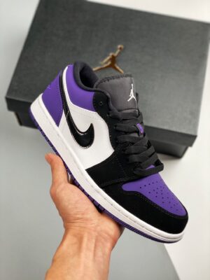 AJ Jordan 1 Low White/Black-Court Purple 553558-125