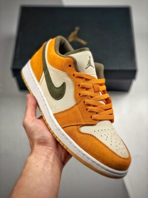 AJ Jordan 1 Low White/Light Curry/Medium Olive DH6931-102