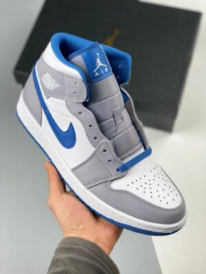 AJ Jordan 1 Mid Cement Grey/White-True Blue DQ8426-014