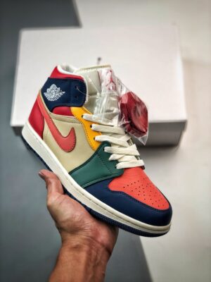AJ Jordan 1 Mid "Multi-Color" French Blue/Fire Red/Beach/Magic Ember DN3738-400
