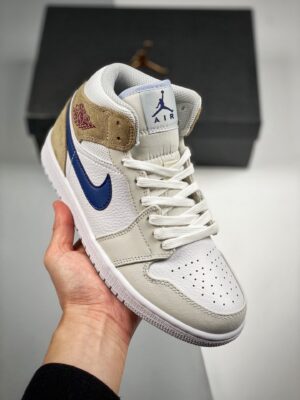 AJ Jordan 1 Mid Navy Swooshes and Tan Suede DO6726-100