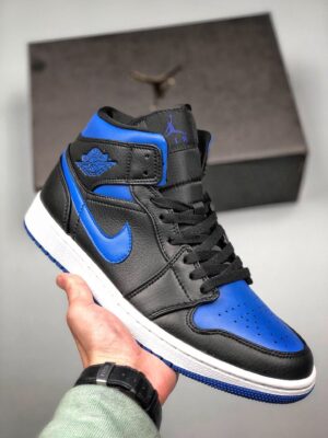 AJ Jordan 1 Mid Royal Black Blue 554724-068