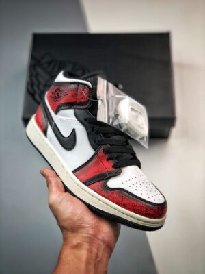AJ Jordan 1 Mid "Wear-Away" Black/Infrared 23-White DV9565-006