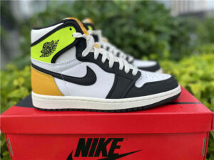 AJ Jordan 1 Retro High White Black Volt University Gold