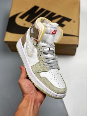 AJ Jordan 1 Zoom CMFT White/Grey Heather-Olive Aura-Khaki CT0979-102