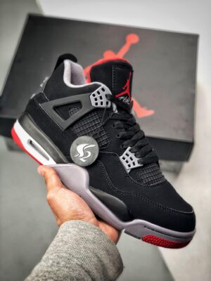 AJ Jordan 4 Bred 2019 Black/Cement Grey-Summit White-Fire Red