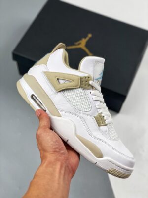 AJ Jordan 4 Linen White/Boarder Blue-Light Sand 487724-118