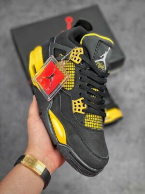 AJ Jordan 4 Thunder Black/White-Tour Yellow 308497-008