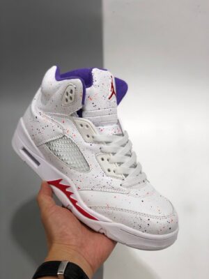 AJ Jordan 5 GS Easter White/Laser Crimson-Voltage Purple CT1605-100