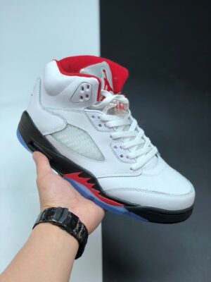 AJ Jordan 5 White/Fire Red-Black DA1911-102